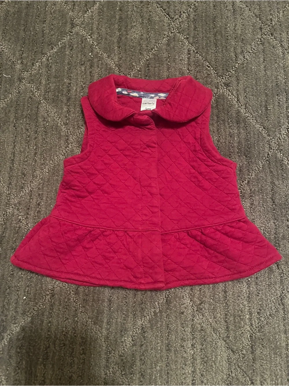 Carter's Quilted Red Peplum Vest with Peter Pan Collar Baby Girl 9M